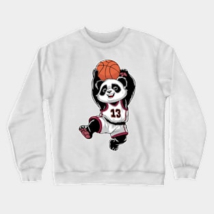Cute Panda Playing Basketball - Girls Boys Crewneck Sweatshirt